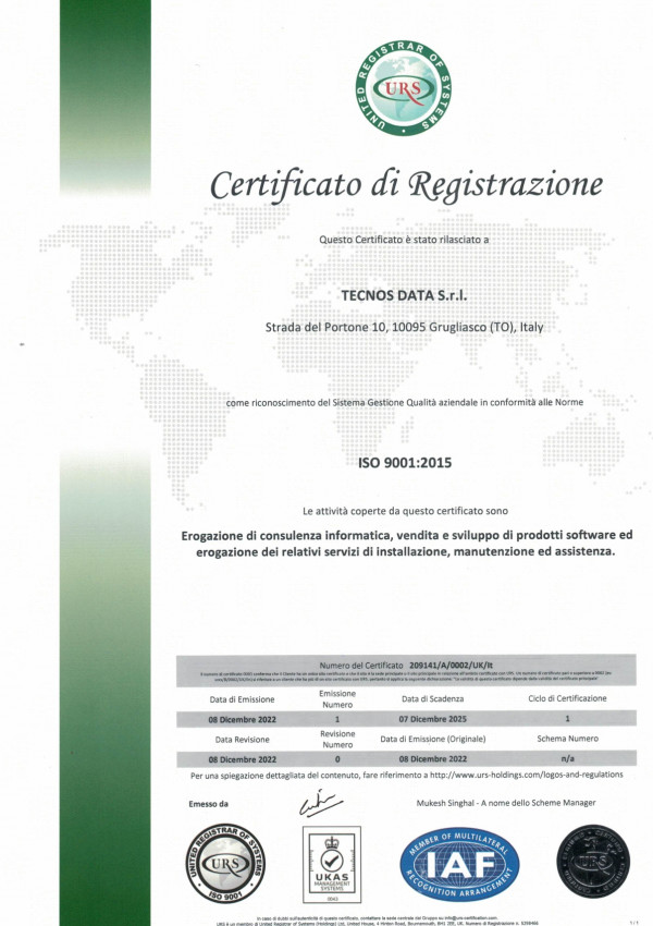 Certificazione Tecnos Data